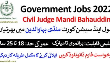 jobs in district and session court mandi bahauddin