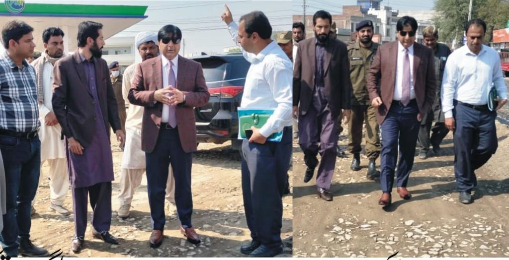 The Deputy Commissioner inspected the ongoing work on Mandi Shahr to Sarai Alamgir under construction road
